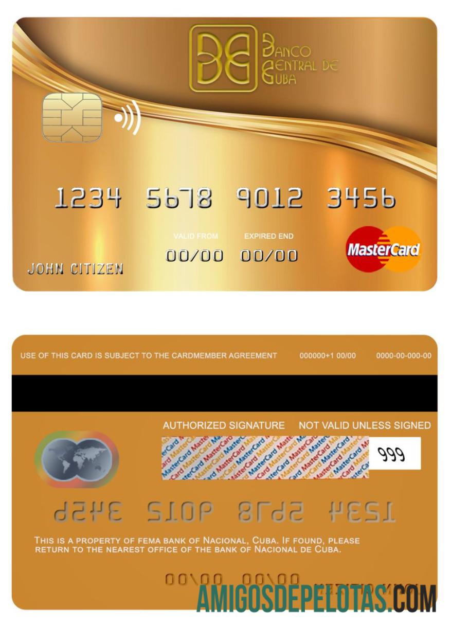 Cuba Nacional Bank Mastercard exemplo